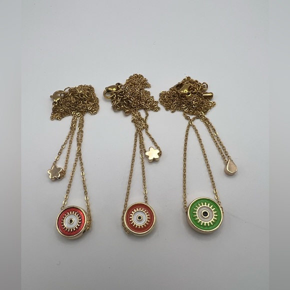 Dainty Evil Eye Multi-Strand Necklace - Evil Eye Minimalist Layered Necklace - Picture 4 of 16